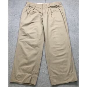 Vintage Brooks Brothers Twill Khaki Dress Pants Mens 36x28 Loose Fit Light Brown